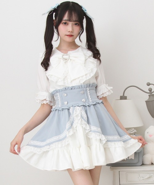 DearMyLove スカート 夏 カシュクールフリルはしごレーススカート