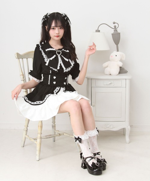 夢展堂　DearMyLove フリルはしごレーススカート 3L ブラック　地雷 DearMyLove スカート 夏 カシュクールフリルはしごレーススカート
