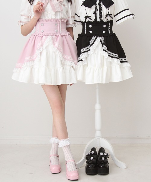 DearMyLove スカート カシュクールフリルはしごレーススカート