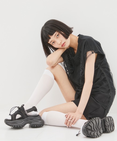 STUDIOUS サンダル 靴 黒　size2 23〜24cmブラック STUDIOUS（ステュディオス） 厚底 スポーツサンダル サンダル