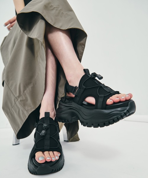 STUDIOUS サンダル 靴 黒　size2 23〜24cmブラック STUDIOUS（ステュディオス） 厚底 スポーツサンダル サンダル