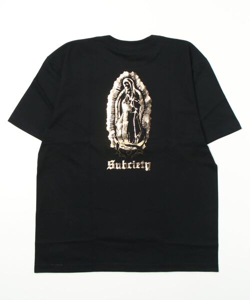 「Subciety」 半袖Tシャツ LARGE ブラック×ゴールド メンズ