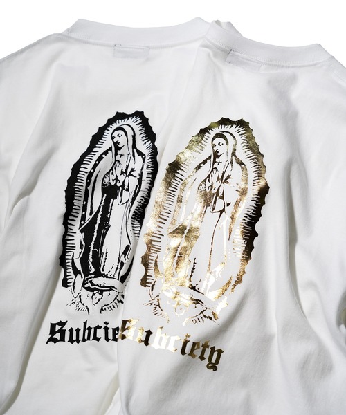 「Subciety」 半袖Tシャツ LARGE ブラック×ゴールド メンズ