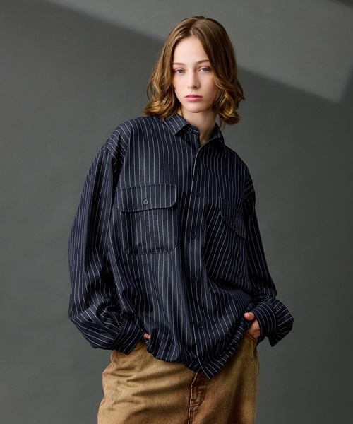 WETTEMPT シャツ DUNGAREE STRIPE DRAW CORD LS SHIRT