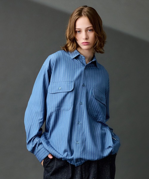 WETTEMPT シャツ DUNGAREE STRIPE DRAW CORD LS SHIRT