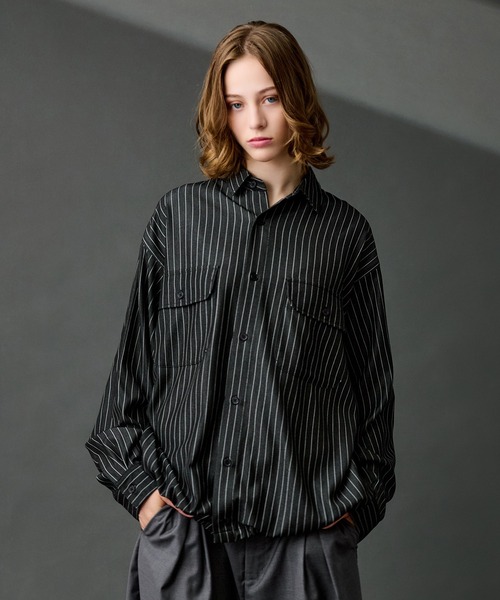 WETTEMPT シャツ DUNGAREE STRIPE DRAW CORD LS SHIRT