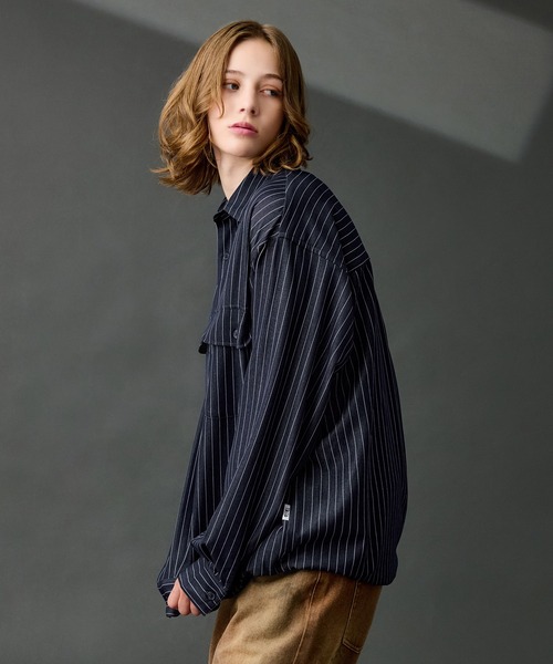 WETTEMPT シャツ DUNGAREE STRIPE DRAW CORD LS SHIRT /ダンガリー