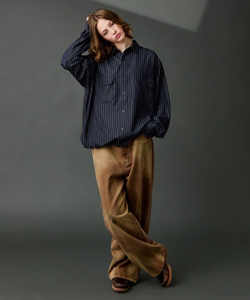 WETTEMPT シャツ DUNGAREE STRIPE DRAW CORD LS SHIRT