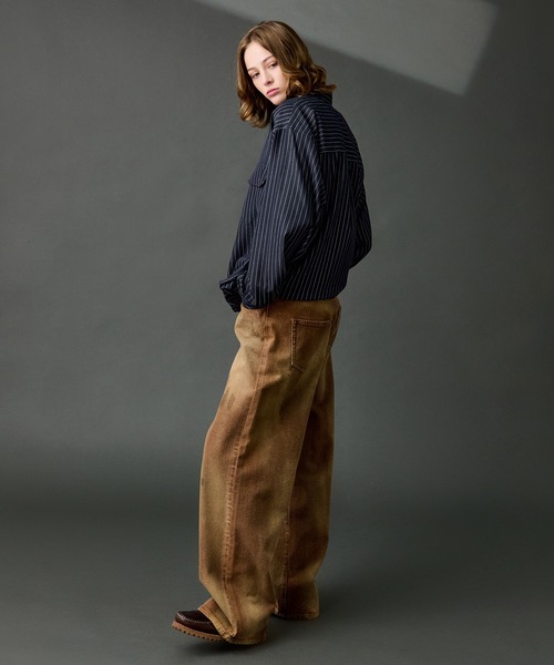 WETTEMPT シャツ DUNGAREE STRIPE DRAW CORD LS SHIRT