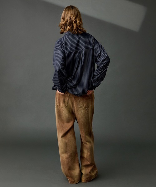 WETTEMPT シャツ DUNGAREE STRIPE DRAW CORD LS SHIRT /ダンガリー