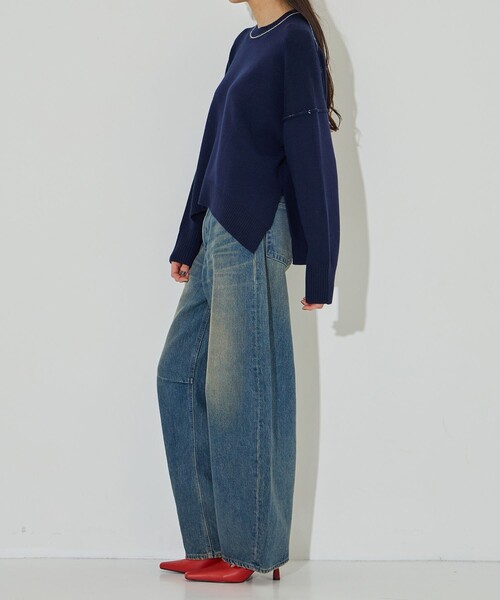 「CINOH」 長袖ニット 36 ネイビー レディース_画像9