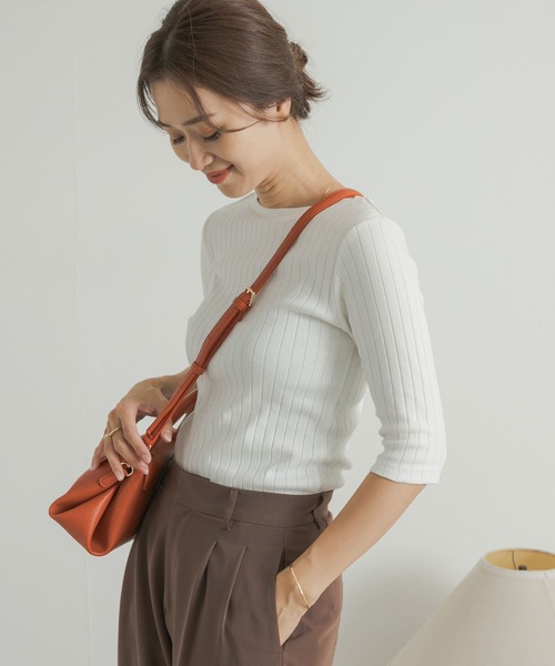 「URBAN RESEARCH DOORS」 7分袖カットソー MEDIUM レッド レディース