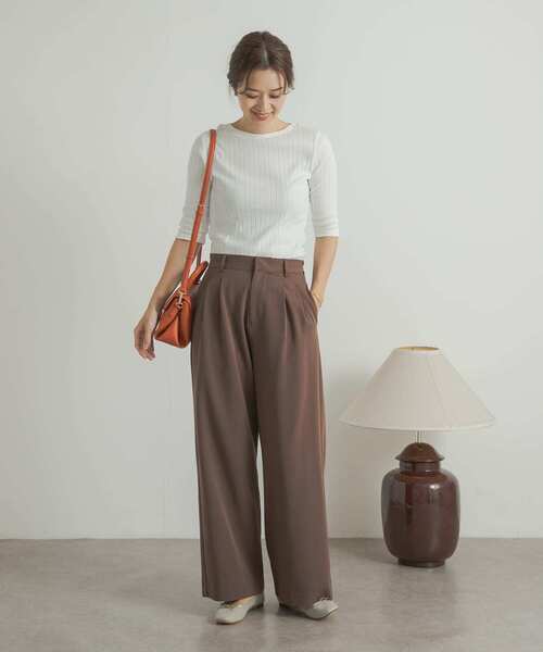 「URBAN RESEARCH DOORS」 7分袖カットソー MEDIUM レッド レディース