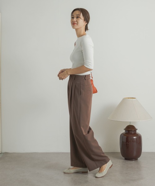「URBAN RESEARCH DOORS」 7分袖カットソー MEDIUM レッド レディース