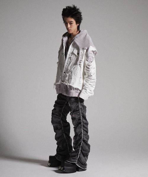 GRANCY パンツ 「GRANCY」Shirred Damage design Cotton Pants