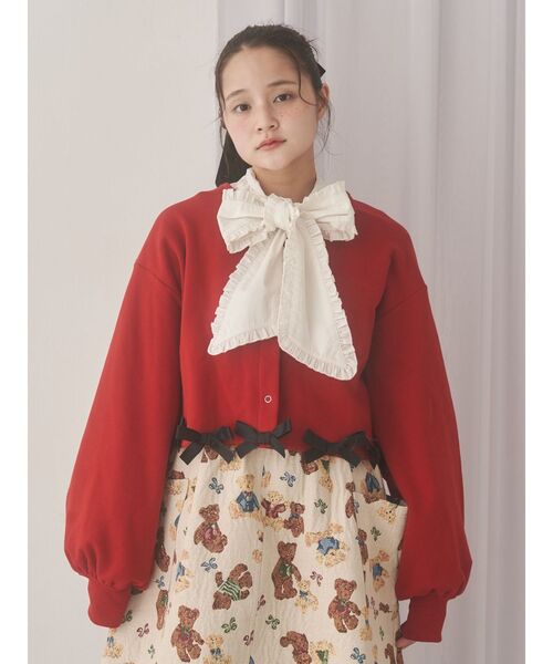 merry jenny（メリージェニー） カーディガン リボンたっぷりスナップ