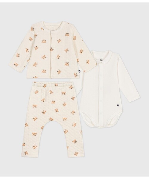 【3点セット】Petit Bateau プチバトー　12m ロンパース PETIT BATEAU（プチバトー） ベビー服 ロンパース ベビー3点セット
