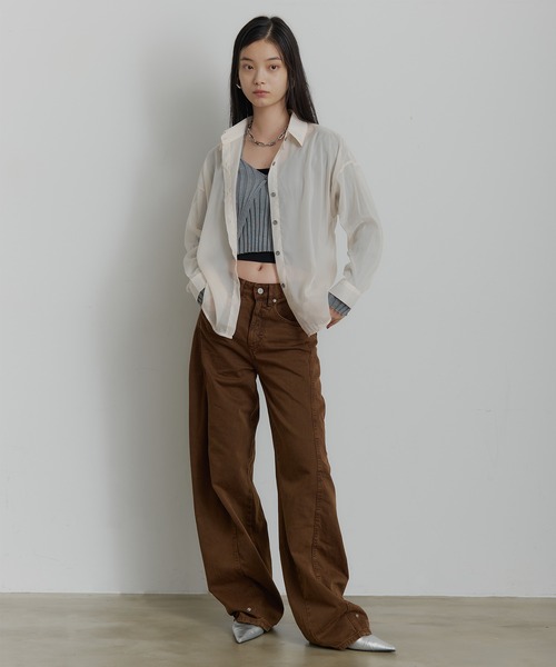 SEN TOKYO ブラウス シャツ シースルー シアーシャツ レディース