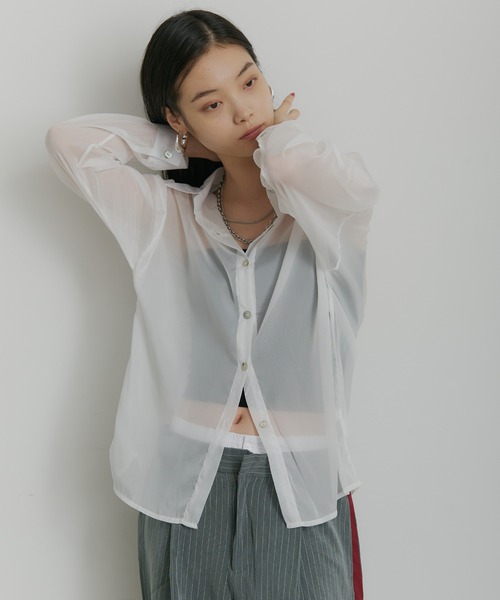 SEN TOKYO ブラウス シャツ シースルー シアーシャツ レディース