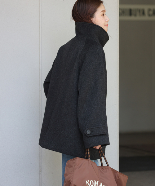 NOBLE スタンドカラーオーバーコート（ブラック） Noble（ノーブル）の