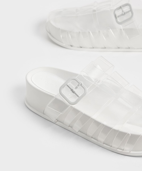 「CHARLES & KEITH」 フラットサンダル 25cm パープル レディース_画像3