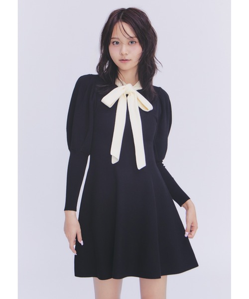 新作新品タグ付き　リリーブラウン♡ボウタイリボンニットワンピース LILY BROWN（リリーブラウン） ワンピース ボウタイリボンニット