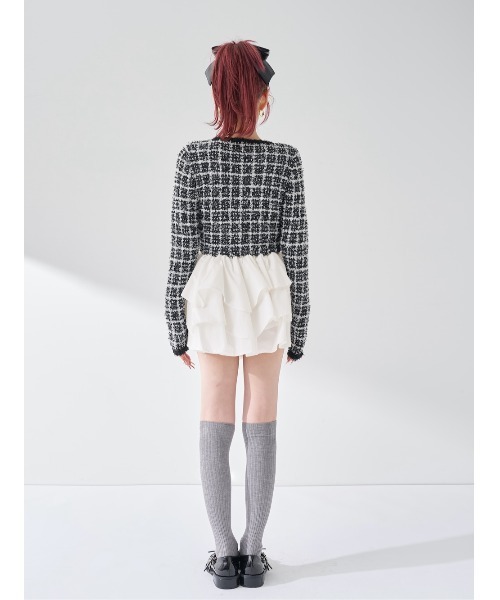 Darich（ダーリッチ） ワンピース ボリュームフリルツイードニットミニ