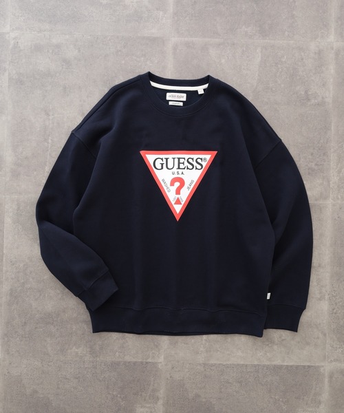 N.J.H.S FOOTBALL クルーネック スウェット トレーナー スウェット GUESS JEANS GJ CN OS ICONIC TRIANGLE SWEAT