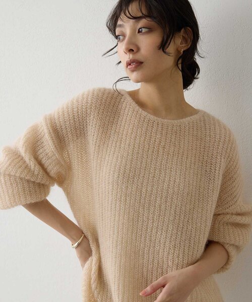 Whim Gazette ウィム ガゼット ブラウン モヘヤ ニットセーター Whim Gazette（ウィム ガゼット） ニット セーター ラメモヘヤニット