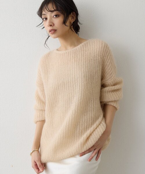 Whim Gazette ウィム ガゼット ブラウン モヘヤ ニットセーター Whim Gazette（ウィム ガゼット） ニット セーター ラメモヘヤニット