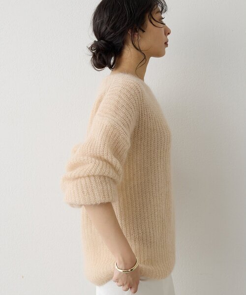 ウィムガゼット　ラメモヘア　ラメモヘヤ　ニット　ホワイト　クリーム ウィムガゼット Whim Gazette ラメモヘヤニットプルオーバー