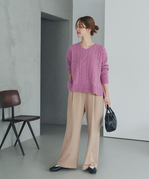 新品タグ付き　DOORS ハミルトンウール　アラン柄ニット　ピンク URBAN RESEARCH DOORS（アーバンリサーチドアーズ） ハミルトンウール