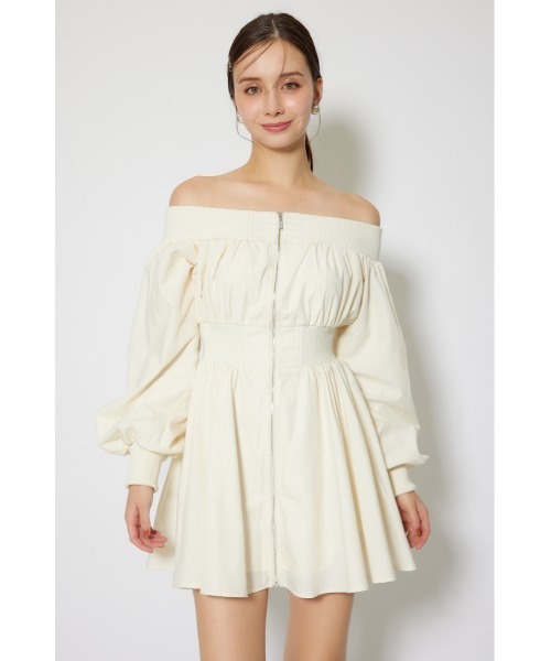 rienda（リエンダ） ワンピース MA-1オフショルロングスリーブミニ