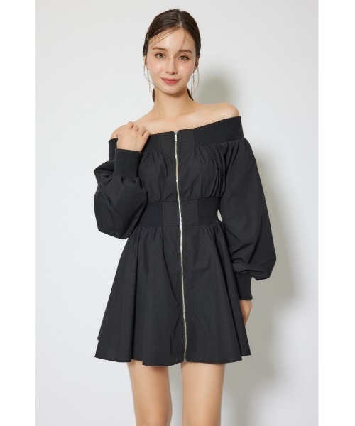 rienda（リエンダ） ワンピース MA-1オフショルロングスリーブミニ