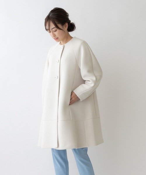 「Sono」 ノーカラーコート 1 ネイビー レディース_画像2