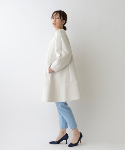 「Sono」 ノーカラーコート 1 ネイビー レディース_画像3