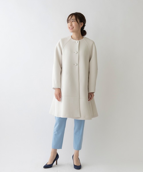 「Sono」 ノーカラーコート 1 ネイビー レディース_画像5