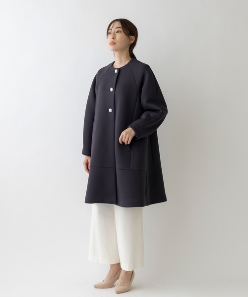 「Sono」 ノーカラーコート 1 ネイビー レディース_画像6