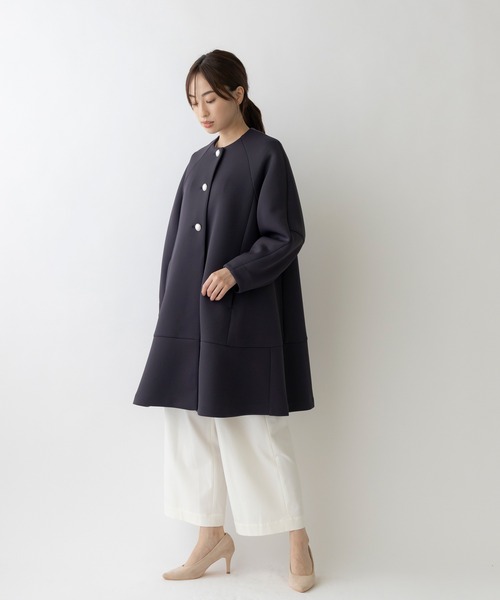 「Sono」 ノーカラーコート 1 ネイビー レディース_画像8