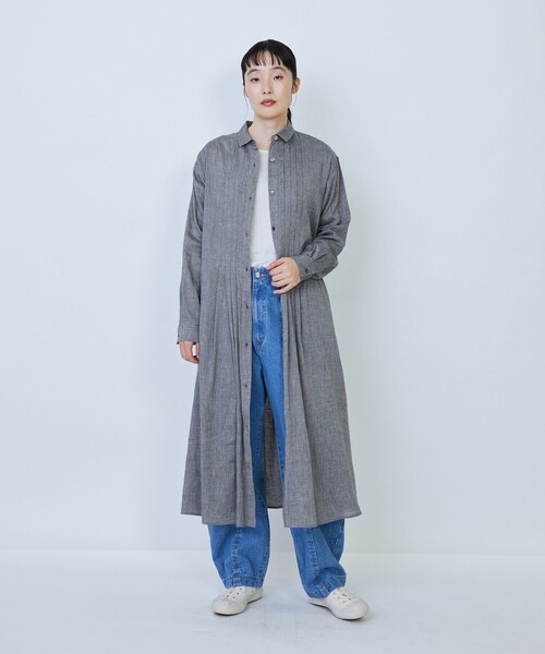 LOISIR ワンピース リネンコットンヤクローンシャツワンピース 