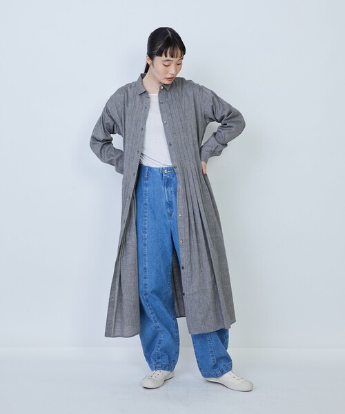 LOISIR ワンピース リネンコットンヤクローンシャツワンピース