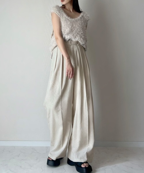 「LAUIR」 スラックス SMALL アイボリー レディース_画像4