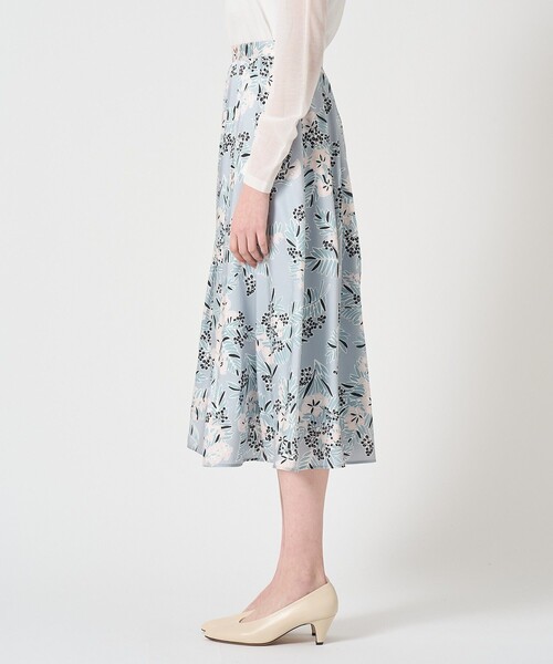 ANAYI（アナイ） スカート アイシーフラワープリントタックフレア