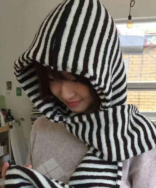 HALEY PESCA マフラー ストール HALEY PESCA/モノクロボーダー柄