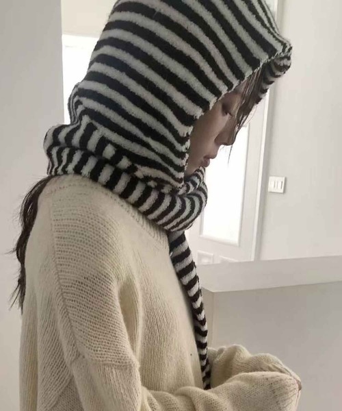 HALEY PESCA マフラー ストール HALEY PESCA/モノクロボーダー柄