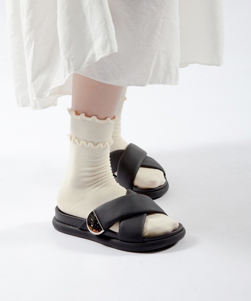 ALL BLACK（オールブラック） 厚底 サンダル 「厚底/3.5cm」クロス