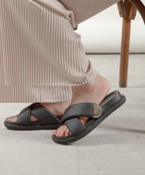 ALL BLACK（オールブラック） 厚底 サンダル 「厚底/3.5cm」クロス