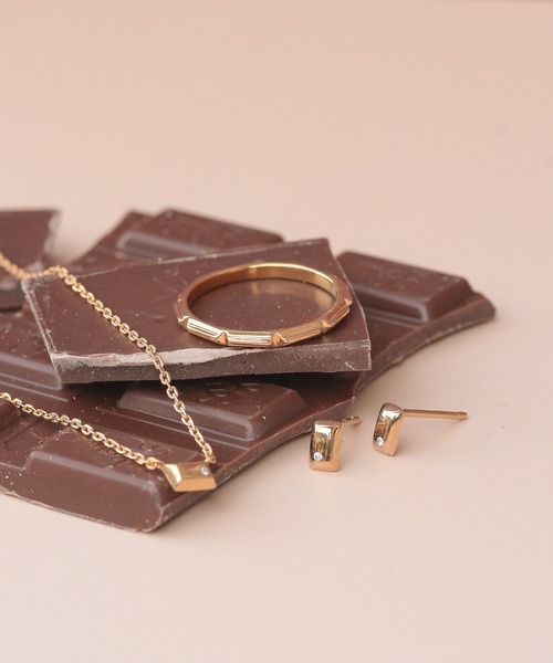 ピアス K18vermeil チョコレート ダイヤモンド ピアス レディース メンズの画像