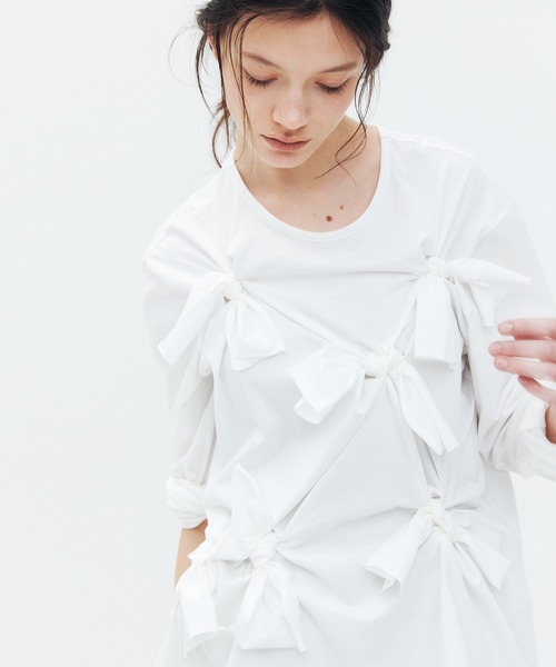 LE CIEL BLEU（ルシェルブルー） tシャツ ボウディテールLS Tシャツ