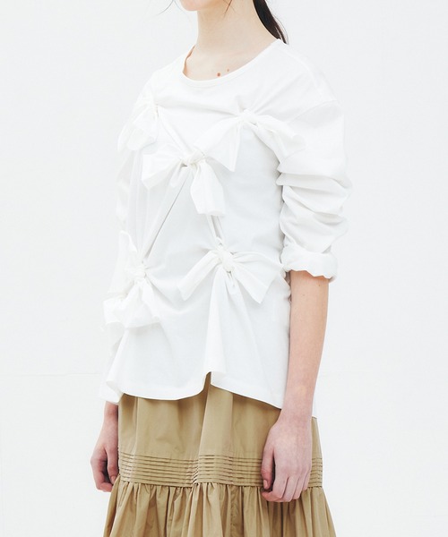 LE CIEL BLEU（ルシェルブルー） tシャツ ボウディテールLS Tシャツ